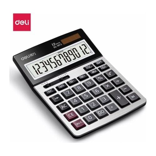 Deli 1671A Solar Calculator 12 Bit Computer Large Screen Button General Calculator
