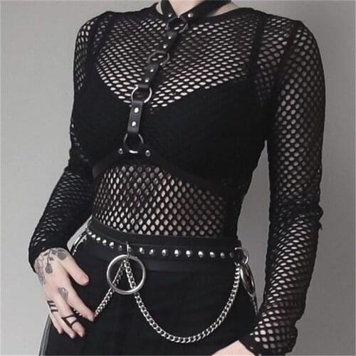 DYEFROB Leather Body Bondage Harness Belts for Women Sexy Lingerie Fetish Gothic Waitstband Chain Belt Leg Harness Garter Straps
