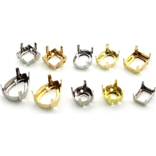 Jewelry Findings Round Water Drop Oval Rhinestones Claw Settings Silver Plating Copper Sewing Crystal Strass Beads Base Pedestal