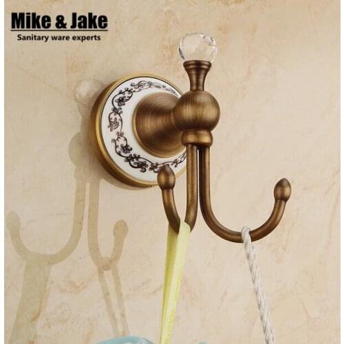 Hot selling Bathroom crystal Antique cloth hooks Bronze ceramic Robe Hook ,Clothes Hook,Coat Hook,Bathroom Products