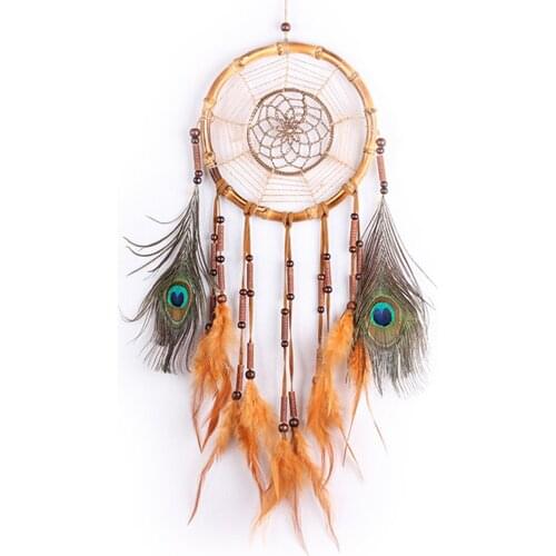 Dreamcatcher Tapestry Macrame Peacock Feather Decor Ornaments Wall Hanging Room Wedding Decoration Creative Gift Handicraft