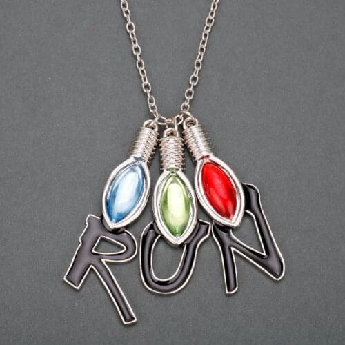 Fashion Jewelry Stranger Thing Fashion Bulb Letter RUN Pendant Necklace Terror TV Accessories for Women Men Cosplay Gift