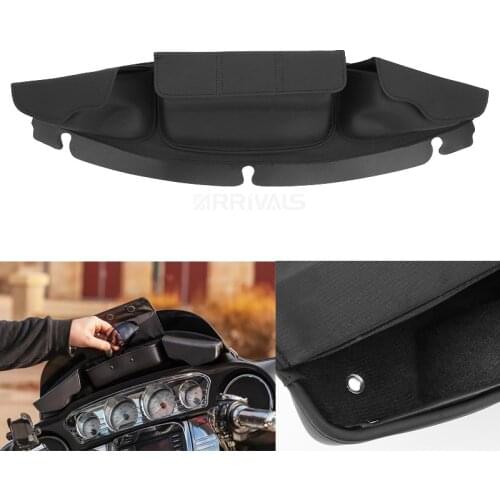 Motorcycle Black 3 Pouch Pocket Windshield Bag Fairing Fit For Harley Street Glide FLHX 2014-2018 2017 2016 2015