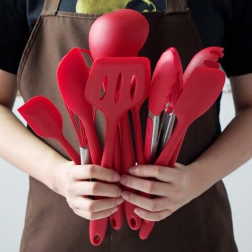 11/10pcs Cooking Utensils Set Kitchenware Non-stick Spatula Spoon Oil Brush Silicone Heat-Resistant Dinnerware Set for Kitchen