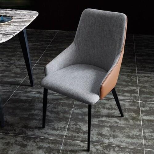 Nordic light luxury dining chair Modern minimalist stool backrest soft chair Model room designer chair Wrought iron hotel chair