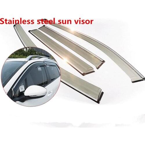 Stainless steel Window Visor Shade Vent Rain Deflector Cover For Skoda Octavia 2009--2014 Car styling