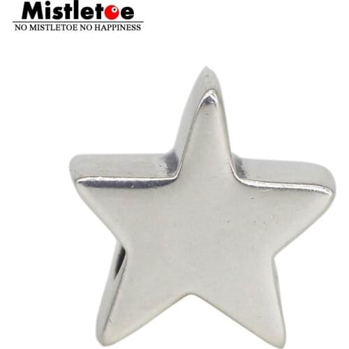 Mistletoe 925 Sterling Silver Star Charm Bead European Jewelry
