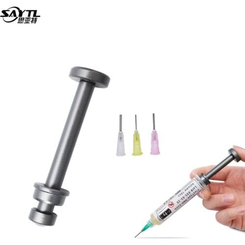 SAYTL Aluminum Alloy Solder Flux Needle Booster Syringe Type Solder Paste UV Solder Mask Ink Propulsion Tools