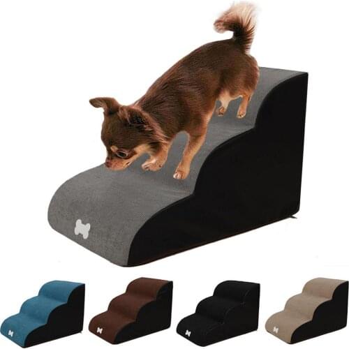 Dog Stairs Portable Non Slip High Density Foam Pet Dogs Ladder Sponge Steps 3-layer Slope Durable For Cats And Small Pets Hot