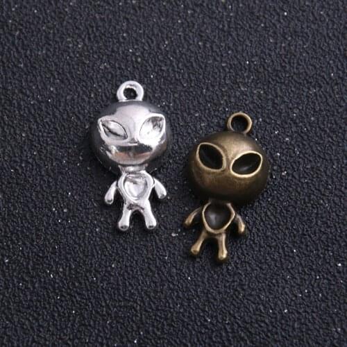 6pcs/lot 7*15*31mm alloy metal two color UFO robot charms pendants Fit DIY Jewelry Makin