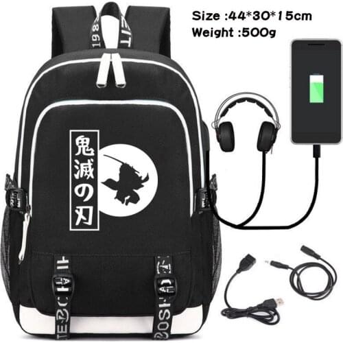 Hot Anime Demon Slayer Laptop Backpack Oxford School Bags Students Bookbag Travel USB Charging Bagpack Mochila Feminina