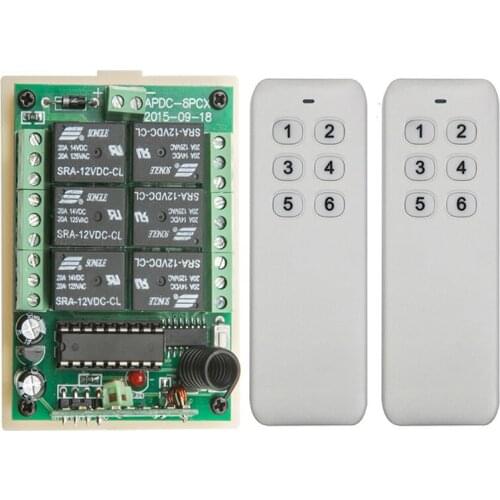 DC 12V 24V 6 CH Channels 6CH RF Wireless Remote Control Switch Remote Control System receiver transmitter 6CH Relay 315/433 MHz