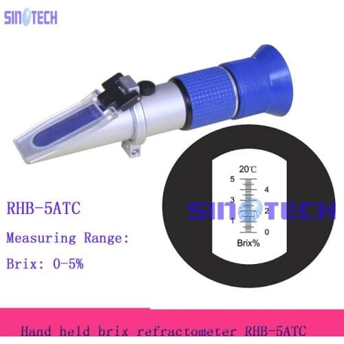 Free shipping Hand held 0-5% Brix metalworking liquid refractometer for cuttling fluid RHB-5ATC