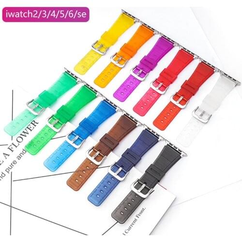 Transparent Silicone Strap for Apple Watch 44mm 40mm 42mm 38mm Band iWatch Series 2 3 4 5 6 SE Thin Colorful TPU Wrist Bracelet