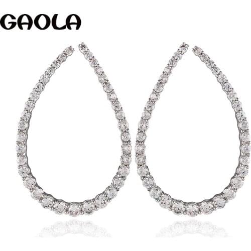 GAOLA New Unique Cubic Zircon Geometric Waterdrop Dangle Earrings For Women Bridal Jewelry GLE9251