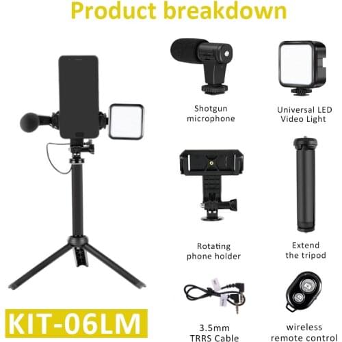 With Fill Light Microphone Desktop Tripod For Mobile Phone Smart Phone Tripod Live Video Tripod Phone Stand Selfie Stick