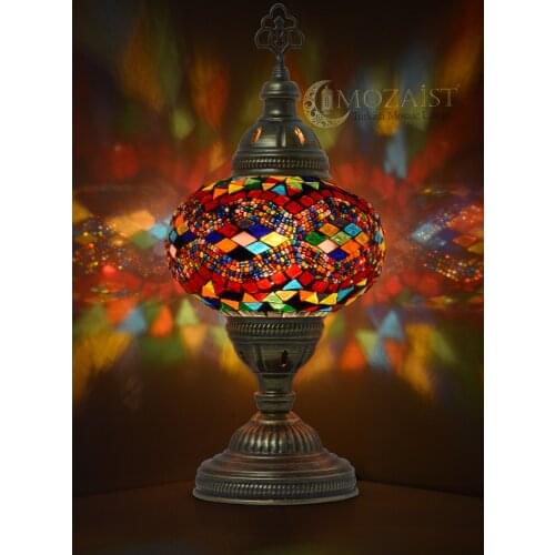 MOZAIST Turkish Lamp 10 COLOR Mosaic Table Lamp Antique Moroccan Decorative Glass Bohemian Vintage Light Shade, Tiffany Bedside