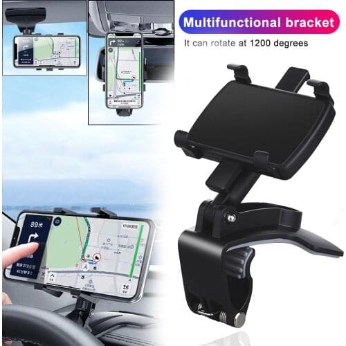Universal Car Phone Holder 360 Degree Rotation Dashboard Sun Visor Mount GPS Stand Multifunctional Mobile Phone Fixed Bracket