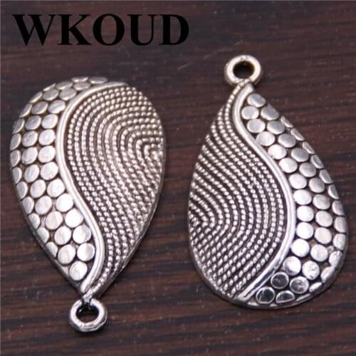 WKOUD 15PCS Retro Zinc Alloy Water Drop Shape Bead Charms Pendants For DIY Jewelry Accessories A197