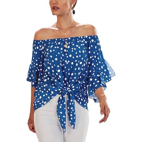 Women Fashion Sexy Slash Neck Top T-Shirt New Elegant Crop Top Party Loose Clothing Summer Print Bandge Short Sleeve Casual