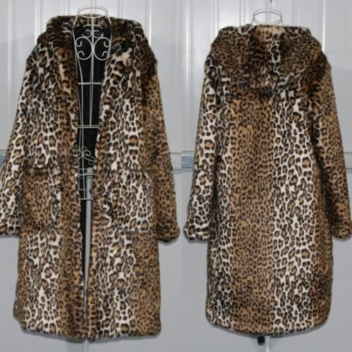 Leopard print imitation fur coat for women new winter long mink fur coat for women with thick fur coat jacket