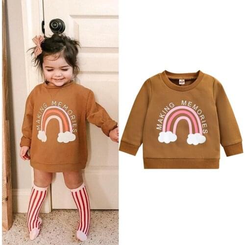FOCUSNORM 1-6Y Lovely Kids Girls Boys Sweatshirt Tops Letter Rainbow Printed Long Sleeve Pullover Autumn Outwear