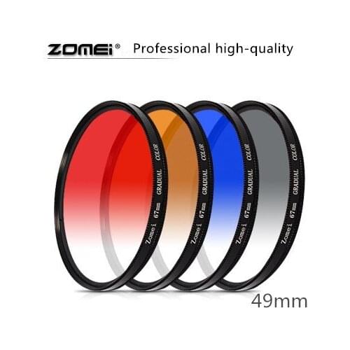 Zomei 49mm Ultra Slim GND Filter Gray Red Orange Blue Graduated Neutral Density Filter for Canon Nikon Sony Camera Lens 49 mm