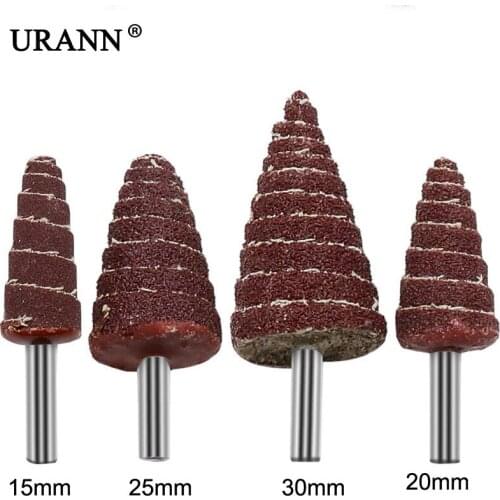 URANN 1Pcs 15/20/25/30mm Cone Shape Mounted Point Grinding Head Sandpaper Flap Sanding Wheel With 6mm Shank Abrasive Tool