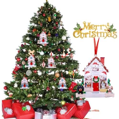2020 Christmas Ornaments Personalise Resin Family DIY Write Name Mask Snowman Christmas Tree Pendant New Year Decorated 2021