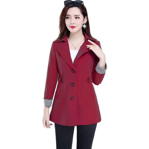 2021 Spring Autumn New Jacket Middle-Aged Mother Women Fashion Suit Plus Size 6XL Windbreaker Single-Breasted Outwear Female A70
