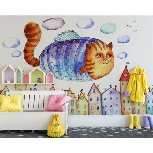 Beibehang Custom photo mural wallpaper Cartoon animal cloud cartoon house children room kindergarten background 3d wallpaper