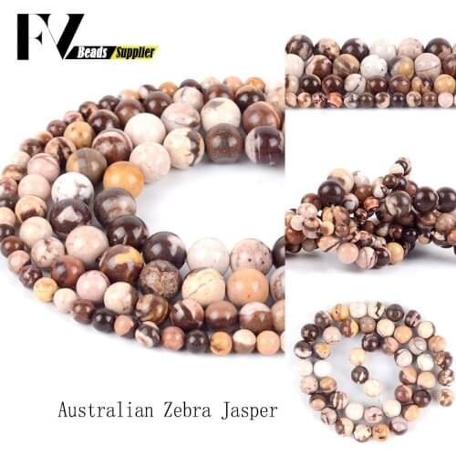 4-12mm Natural Australian Zebra Jaspers Stone Loose Spacer Round Beads For Jewelry Making DIY Bracelets Necklace Needlework 15"