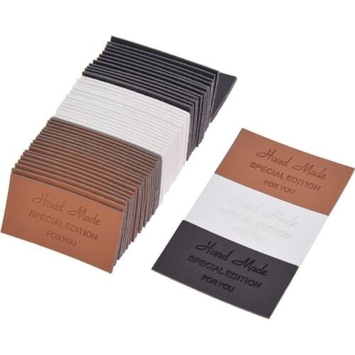 48PCS DIY Handmade Garment PU Leather Labels Decoration Sewing Craft Jeans Bags Shoes Tags Accessories