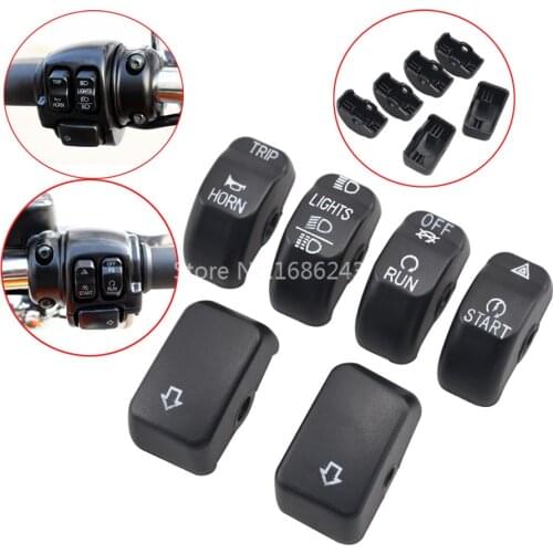 6 Pcs ABS Black Hand Control Switch Housing Button Cover Cap Fits for Harley Fatboy Dyna Forty Eight Softail Sportster 1200 883