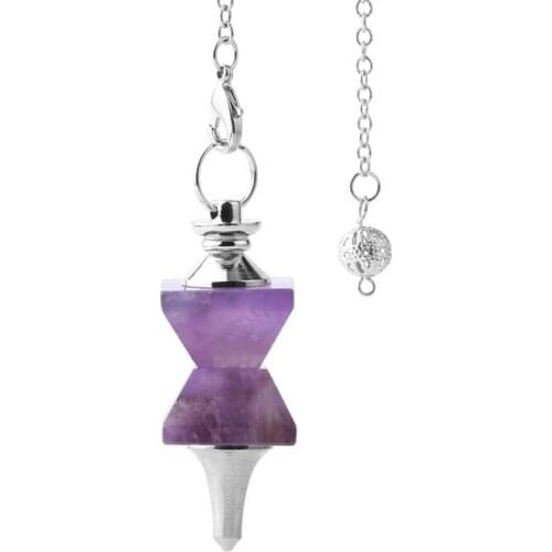 ARLIE Natural Stones Funnel Shaped Swing Dowsing Pendulum Symmetry Splice Pyramid Healing Crystal Pendant Wicca Pendule Jewelry