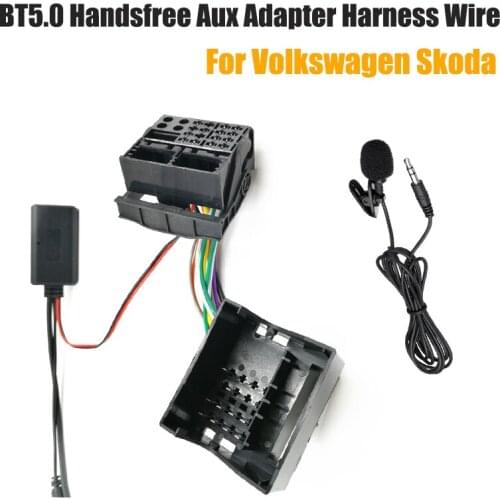 Car Radio Audio Music Device bluetooth 5.0 Handsfree Aux Adapter Harness Wire For Volkswagen Skoda RCD310 RCD510 RNS510