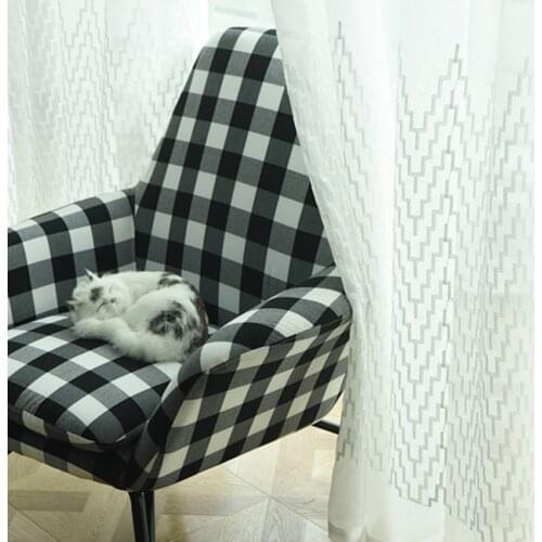 White Geometric Wave Cotton Embroidery Tulle Curtains For Bedroom Windows Sheer Voile For Living Room Blinds Drapes Custom