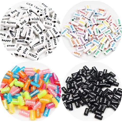 50Pcs 8x14mm Mixed Colorful Letter Acrylic Beads For Jewellery Marking Loose Spacer Bead Bracelet Necklace Charm Jewelry Finding