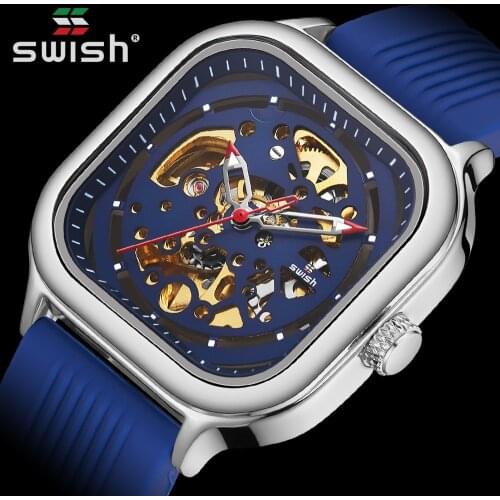 Fashion Mens Mechanical Watch Top Brand Luxury Square Automatic Watches Men Waterproof Silicone Sports Wristwatch Japan Clock