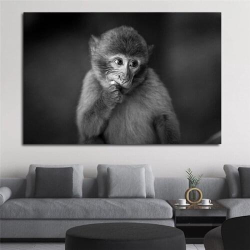 Black And White Cute Monkeys Canvas Paintings On The Wall Posters And Prints Art Animals Wall Art Pictures Kids Room Decor