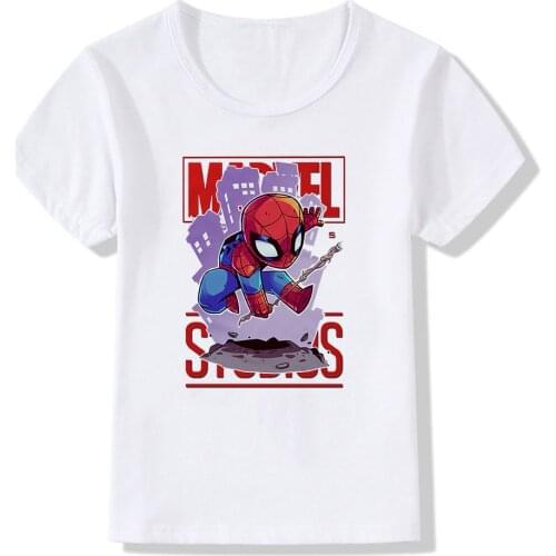 Marvel Kids T-shirt Spiderman Ironman Avengers Print T Shirt Child Summer Casual Costumes Boys Girls Clothing Tops Toddler Tees
