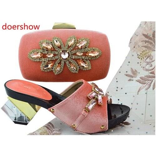 Doershow Italian Shoe with Matching Bag Sets African Woman Matching Italian Shoe and Bag Set Nigerian Shoes and Bag Set !HH1-43