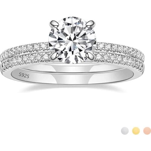 EAMTI 1.25 Carat 925 Sterling Silver Bridal Ring with Four Prongs Round CZ Engagement Ring for Women