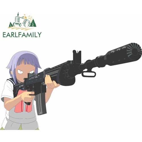 EARLFAMILY 13cm x 8.3cm For Anime Girl with Gun Body for Car Stickers Auto Air Conditioner Decal Anime Graphics Laptop Decor