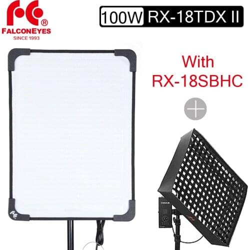 Falcon Eyes RX-18TDX II 100W Photography Waterproof LED Flex Light Bi-color 3000K-5600K with RX-18SBHC for Video Camera