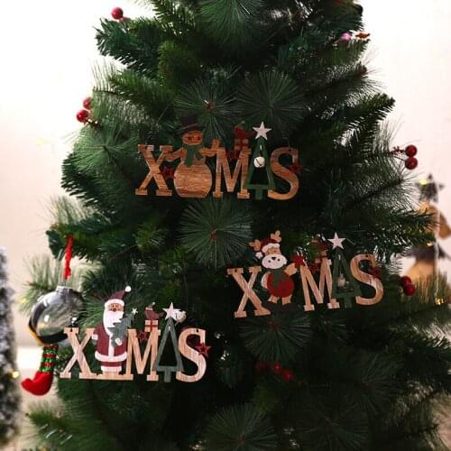 3 Styles Welcome Merry Christmas Letter Wooden Xmas Tree Drop Ornament Door Home Hotel New Year Party Decor Windows Pendant