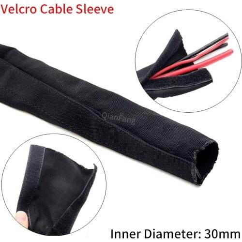 Cable Sleeve PET Braided 30mm ID With Velcro Tape Computer Line Organizer Nylon Protector Harness Sheath Management Wire Wrap