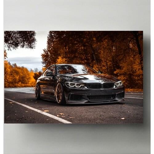 Canvas Paintings B M W Tuning 4 Series Black Metallic Vehicle Modern Wall Art Picture Posters HD Print for Living Room Decor