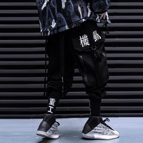 Big bag overalls ribbon male function tooling women/Mens clothes Harajuku Hiphop Cargo Pants Jogger Leggings oversized Overalls