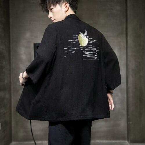 Men Haori Kimono Cardigan Summer Cotton Linen Samurai Loose Male Yukata Jacket Streetwear Asian Clothes Japanese Clothing Robes